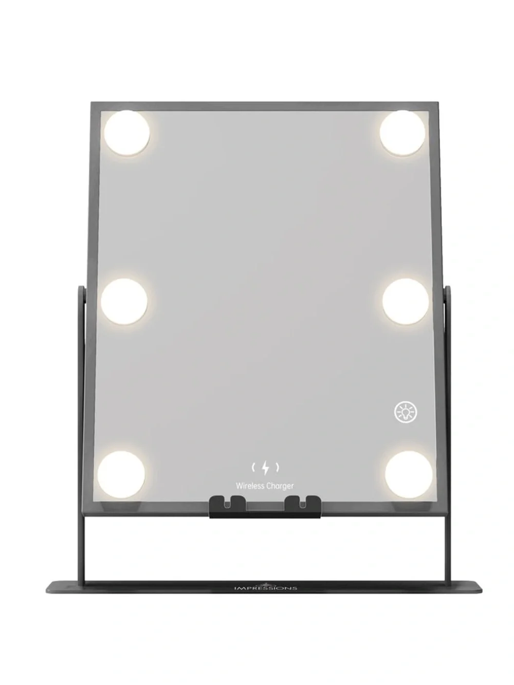 Impressions Vanity Mirror with Six LED Bulbs - Speaker and Wireless Charger